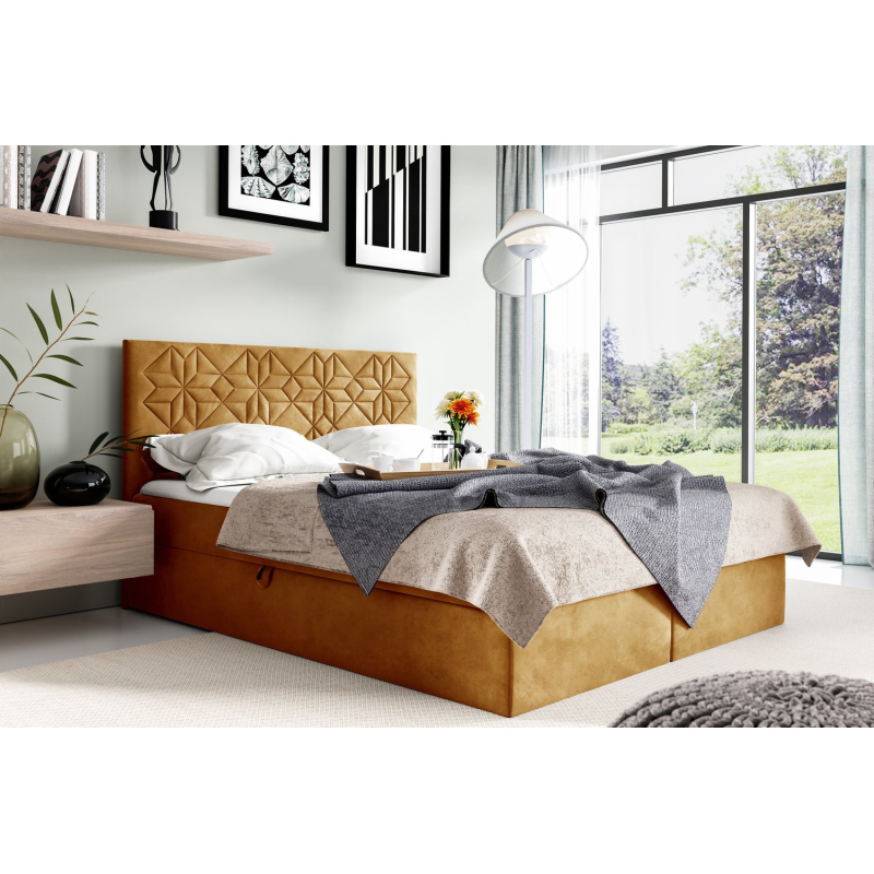 Manželská posteľ KVETA - 180x200, žltá + topper ZDARMA