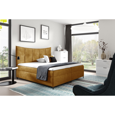 Boxspringová posteľ IRINI - 120x200, žltá + topper ZDARMA