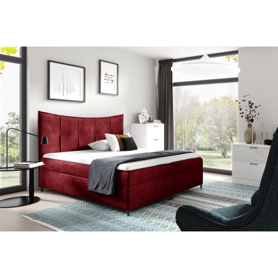 Boxspringová posteľ IRINI - 140x200, červená + topper ZDARMA