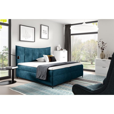 Boxspringová posteľ IRINI - 180x200, modrá + topper ZDARMA