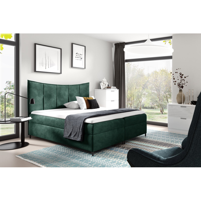 Boxspringová posteľ IRINI - 200x200, zelená + topper ZDARMA