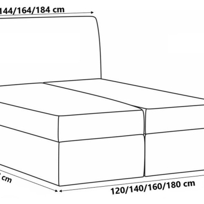 Čalúnená posteľ s prešívaným čelom AKIM - 120x200, šedoružová + topper ZDARMA