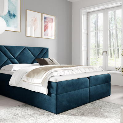 Boxspringová posteľ ASKOT - 120x200, modrá + topper ZDARMA