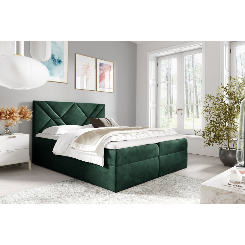 Boxspringová posteľ ASKOT - 120x200, zelená + topper ZDARMA