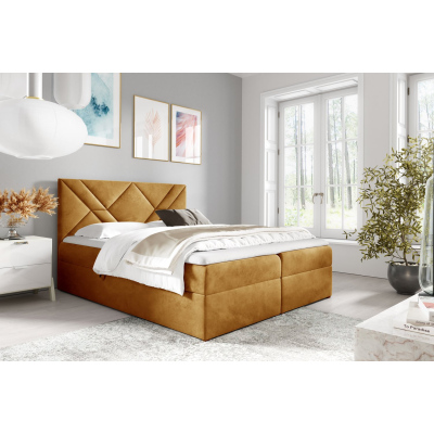 Boxspringová posteľ ASKOT - 120x200, žltá + topper ZDARMA