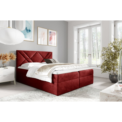 Boxspringová posteľ ASKOT - 140x200, červená + topper ZDARMA