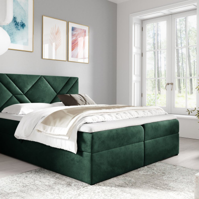 Boxspringová posteľ ASKOT - 180x200, zelená + topper ZDARMA