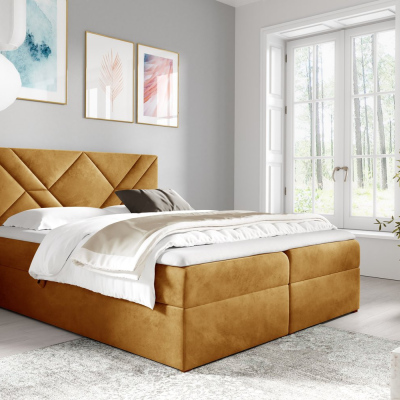 Boxspringová posteľ ASKOT - 200x200, žltá + topper ZDARMA