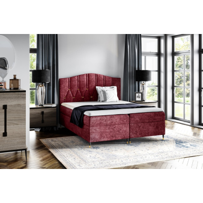 Kontinentálna posteľ OFRI - 200x200, červená + topper ZDARMA