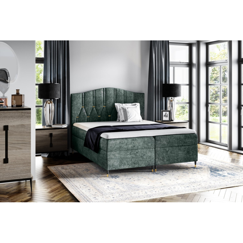 Kontinentálna posteľ OFRI - 200x200, zelená + topper ZDARMA
