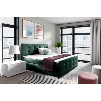 Čalúnená posteľ CELESTE - 200x200, zelená + topper ZDARMA