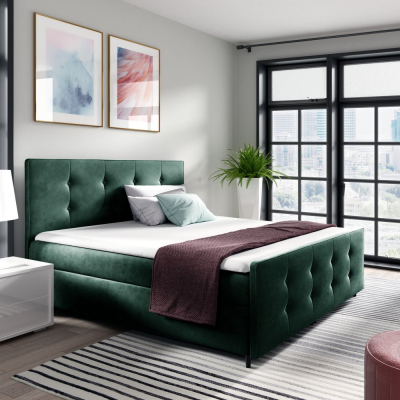 Čalúnená posteľ CELESTE - 180x200, zelená + topper ZDARMA
