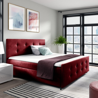 Čalúnená posteľ CELESTE - 180x200, červená + topper ZDARMA