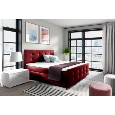 Čalúnená posteľ CELESTE - 180x200, červená + topper ZDARMA