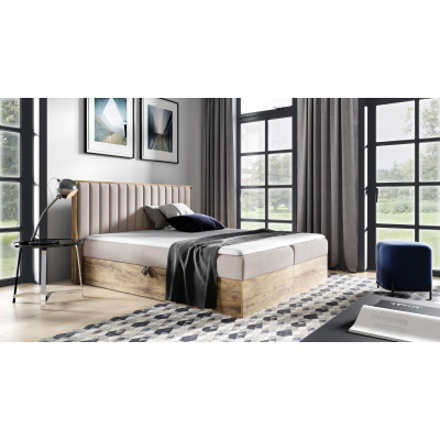 Boxspringová posteľ CHANTELLE 4 - 200x200, béžová + topper ZDARMA