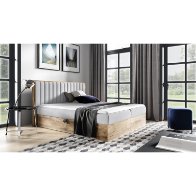 Boxspringová posteľ CHANTELLE 4 - 200x200, svetlo šedá + topper ZDARMA