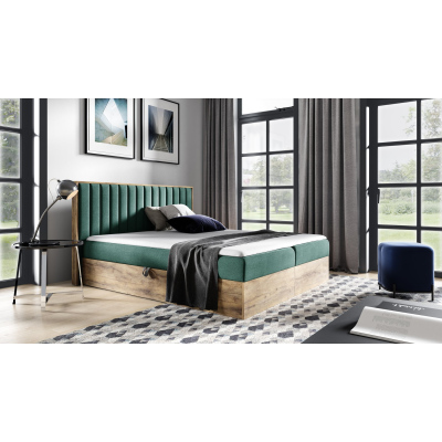Boxspringová posteľ CHANTELLE 4 - 200x200, zelená + topper ZDARMA