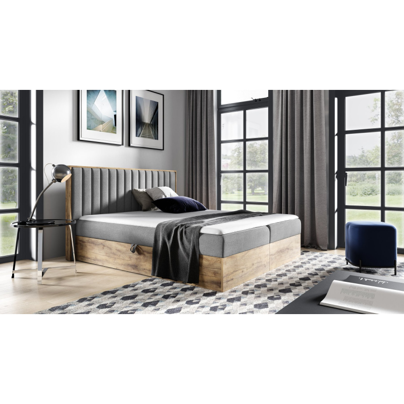 Boxspringová posteľ CHANTELLE 4 - 200x200, šedá + topper ZDARMA
