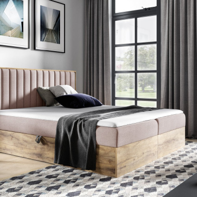 Boxspringová posteľ CHANTELLE 4 - 140x200, ružová + topper ZDARMA