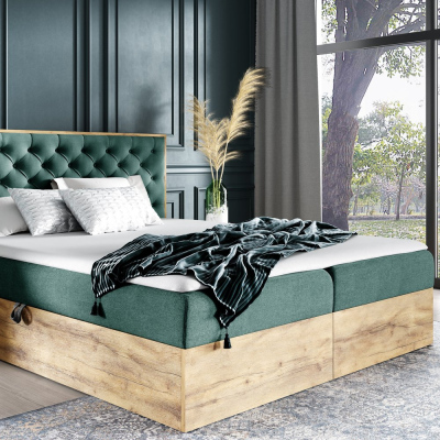 Boxspringová posteľ CHANTELLE 3 - 200x200, zelená + topper ZDARMA