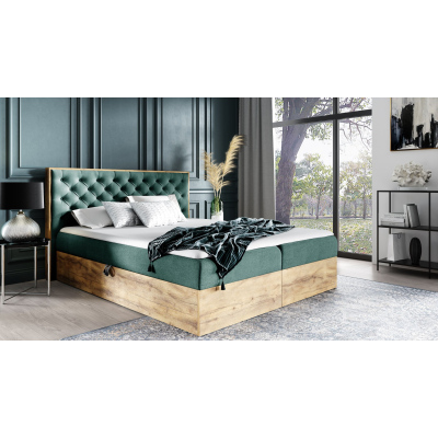 Boxspringová posteľ CHANTELLE 3 - 200x200, zelená + topper ZDARMA