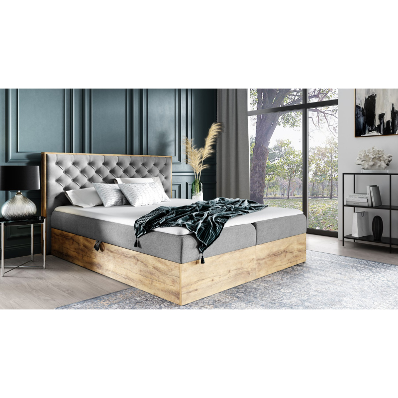 Boxspringová posteľ CHANTELLE 3 - 200x200, šedá + topper ZDARMA