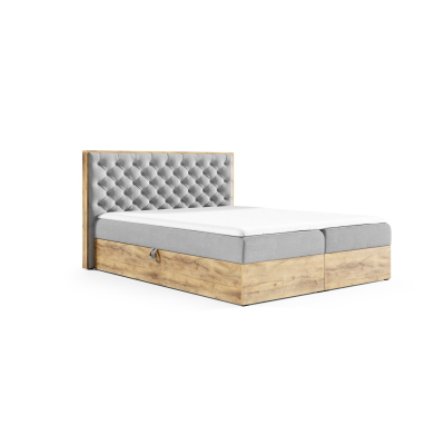 Boxspringová posteľ CHANTELLE 3 - 180x200, šedá + topper ZDARMA
