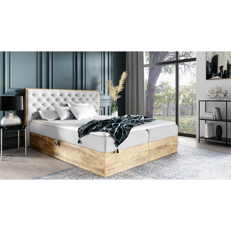 Boxspringová posteľ CHANTELLE 3 - 160x200, svetlo šedá + topper ZDARMA