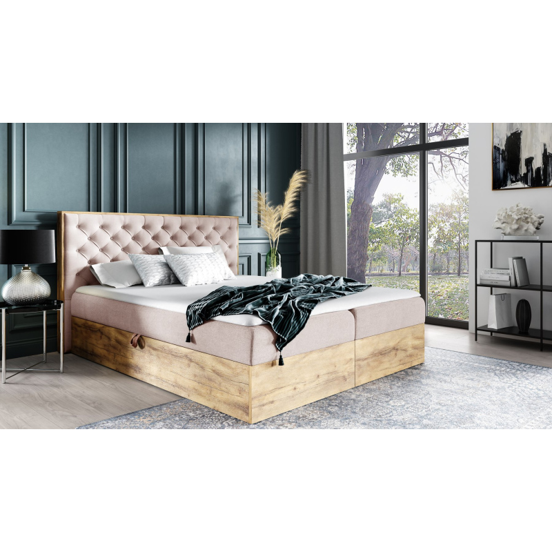 Boxspringová posteľ CHANTELLE 3 - 160x200, ružová + topper ZDARMA