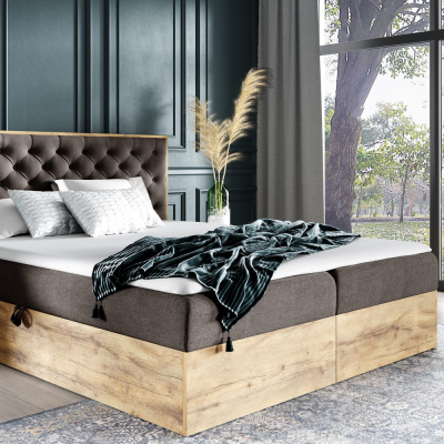 Boxspringová posteľ CHANTELLE 3 - 140x200, šedohnedá + topper ZDARMA