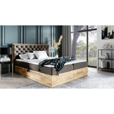 Boxspringová posteľ CHANTELLE 3 - 140x200, šedohnedá + topper ZDARMA