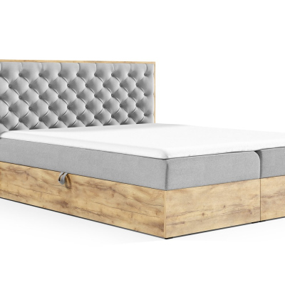 Boxspringová posteľ CHANTELLE 3 - 140x200, šedá + topper ZDARMA