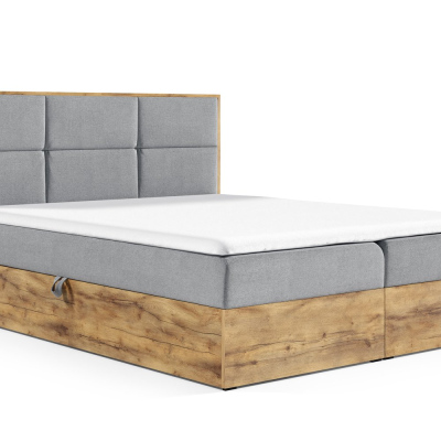 Boxspringová posteľ CHANTELLE 2 - 200x200, svetlo šedá + topper ZDARMA