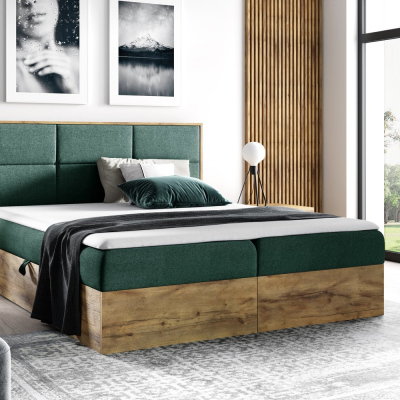 Boxspringová posteľ CHANTELLE 2 - 200x200, zelená + topper ZDARMA