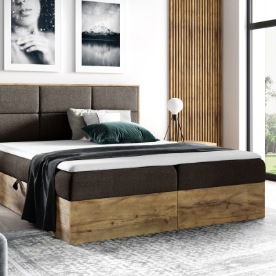 Boxspringová posteľ CHANTELLE 2 - 200x200, šedohnedá + topper ZDARMA