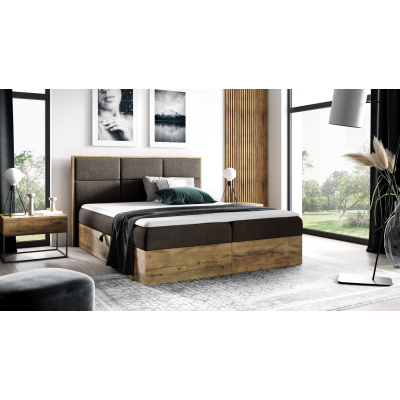 Boxspringová posteľ CHANTELLE 2 - 200x200, šedohnedá + topper ZDARMA