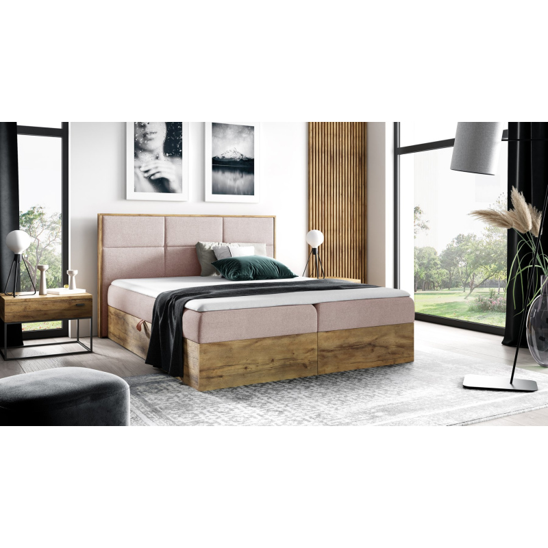 Boxspringová posteľ CHANTELLE 2 - 180x200, ružová + topper ZDARMA