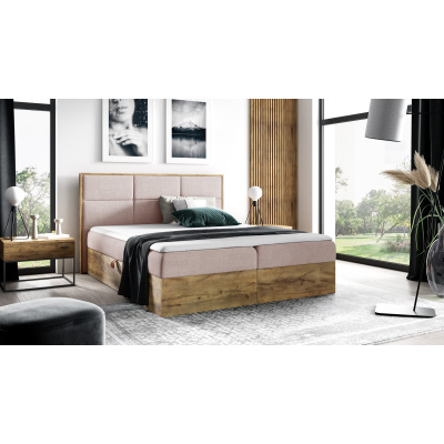Boxspringová posteľ CHANTELLE 2 - 160x200, ružová + topper ZDARMA