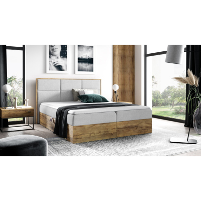 Boxspringová posteľ CHANTELLE 2 - 140x200, svetlo šedá + topper ZDARMA
