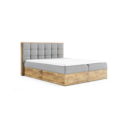 Boxspringová posteľ CHANTELLE 1 - 200x200, svetlo šedá + topper ZDARMA