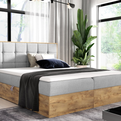 Boxspringová posteľ CHANTELLE 1 - 180x200, svetlo šedá + topper ZDARMA