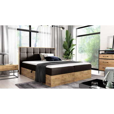 Boxspringová posteľ ALOIS 1 - 180x200, šedohnedá + topper ZDARMA
