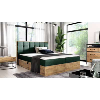 Boxspringová posteľ ALOIS 1 - 160x200, zelená + topper ZDARMA