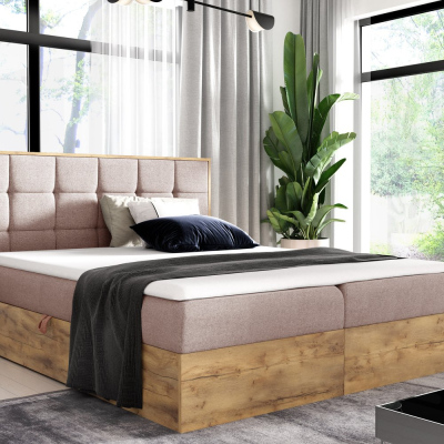 Boxspringová posteľ ALOIS 1 - 140x200, ružová + topper ZDARMA