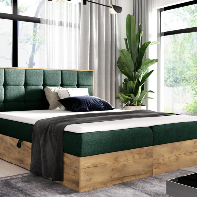 Boxspringová posteľ ALOIS 1 - 120x200, zelená + topper ZDARMA