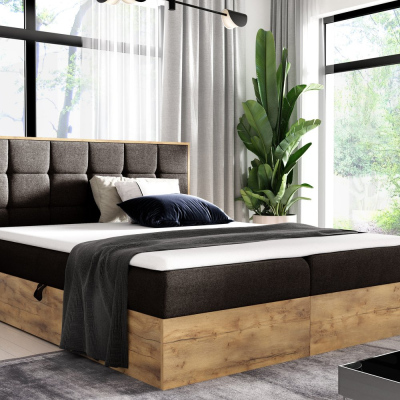 Boxspringová posteľ ALOIS 1 - 120x200, šedohnedá + topper ZDARMA