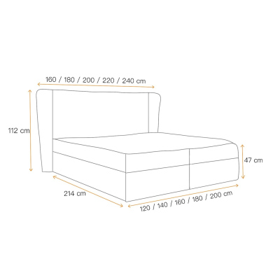 Čalúnená posteľ ZOJA - 200x200, ecru + topper ZDARMA