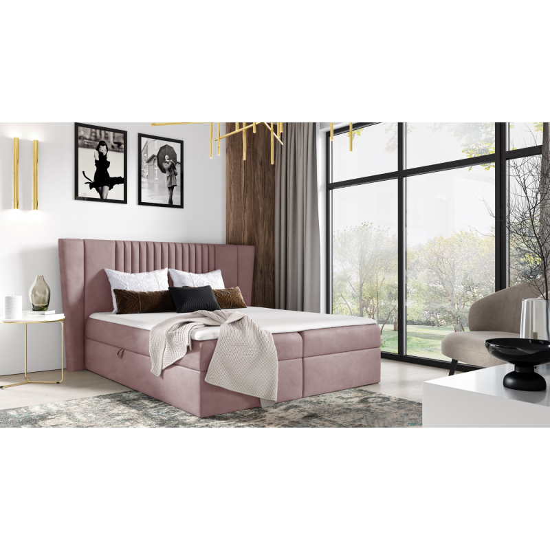 Čalúnená posteľ ZOJA - 200x200, ružová + topper ZDARMA