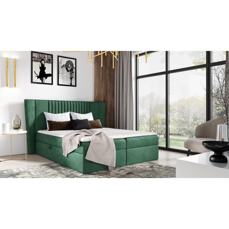 Čalúnená posteľ ZOJA - 200x200, zelená + topper ZDARMA
