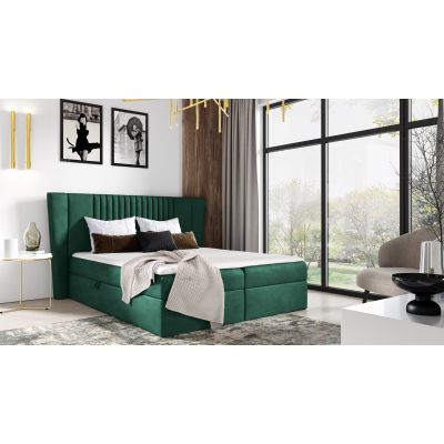 Čalúnená posteľ ZOJA - 160x200, tmavo zelená + topper ZDARMA